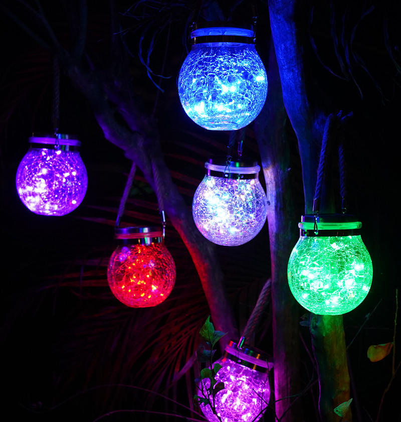 Christmas Decoration Round Ball LED Crack Solar Garden Light 