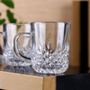 Diamond Design Crystal Glass 8oz Coffee Mugs with Handle